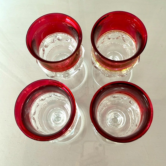 Vintage Ruby Red Kings Crown Juice Glasses - Picture 2 of 8